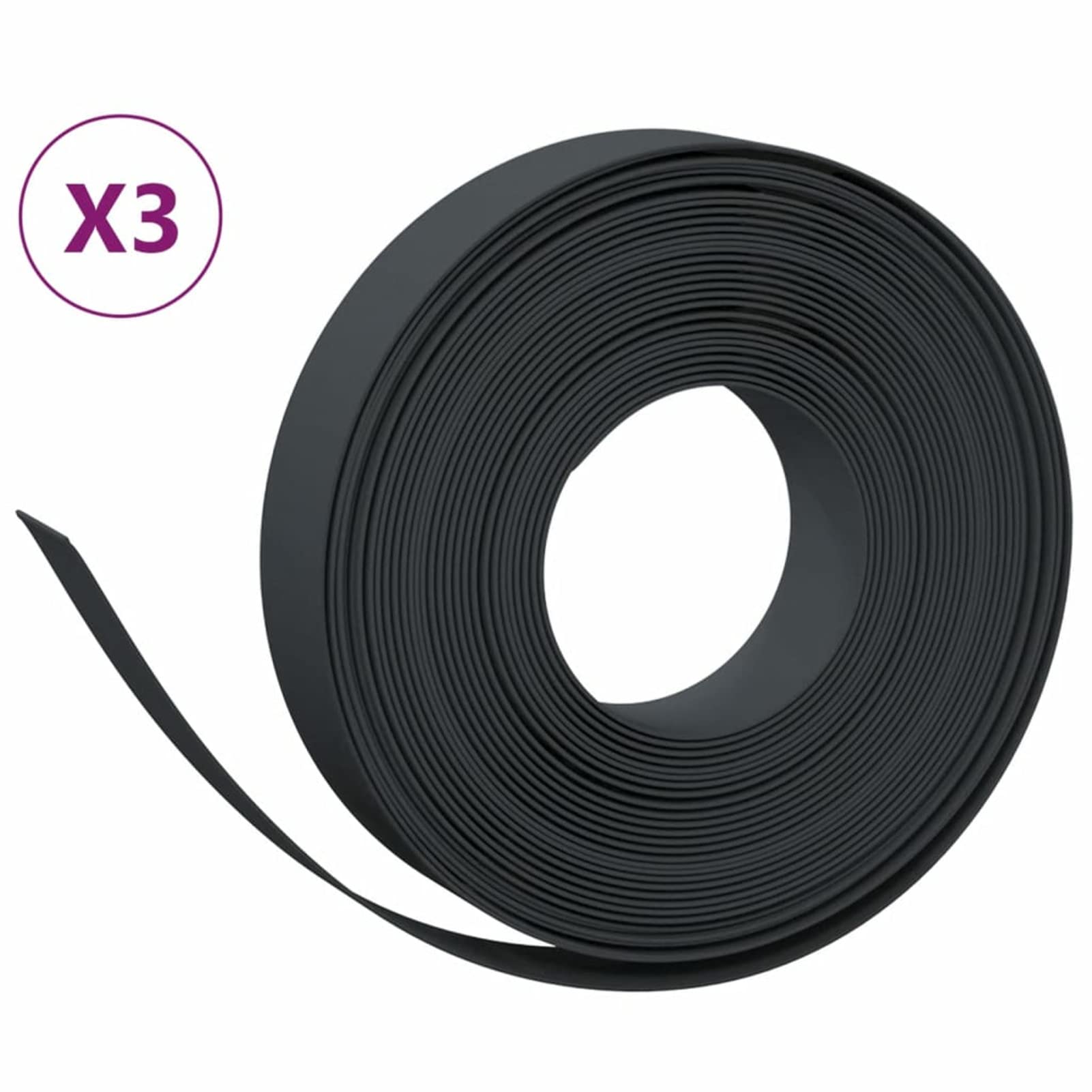 Borduras de jardín 3 uds, Bordes Jardin Exterior, Bordillo Jardin, Borde del Césped, Vallas Separacion Jardin, Polietileno Negro 10 m 10 cm