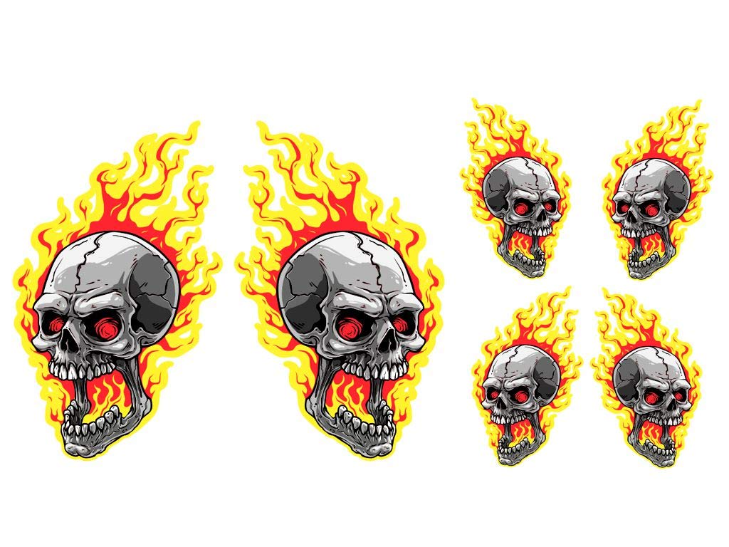Amazon.com: Flaming Skull Motorcycle Tank Fender Fork Decals 6 pc