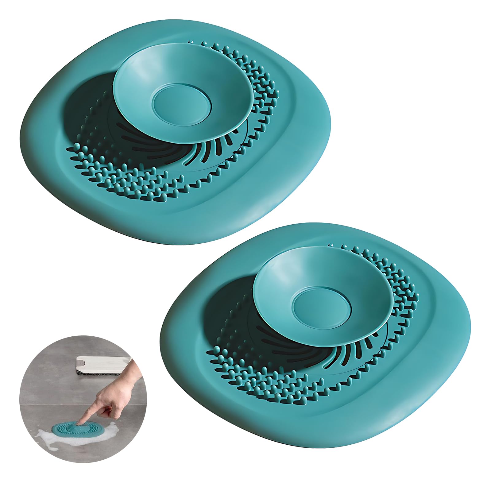 2 Pcs Green Universal Square Sink Plugs With Drain Filters, Replacement