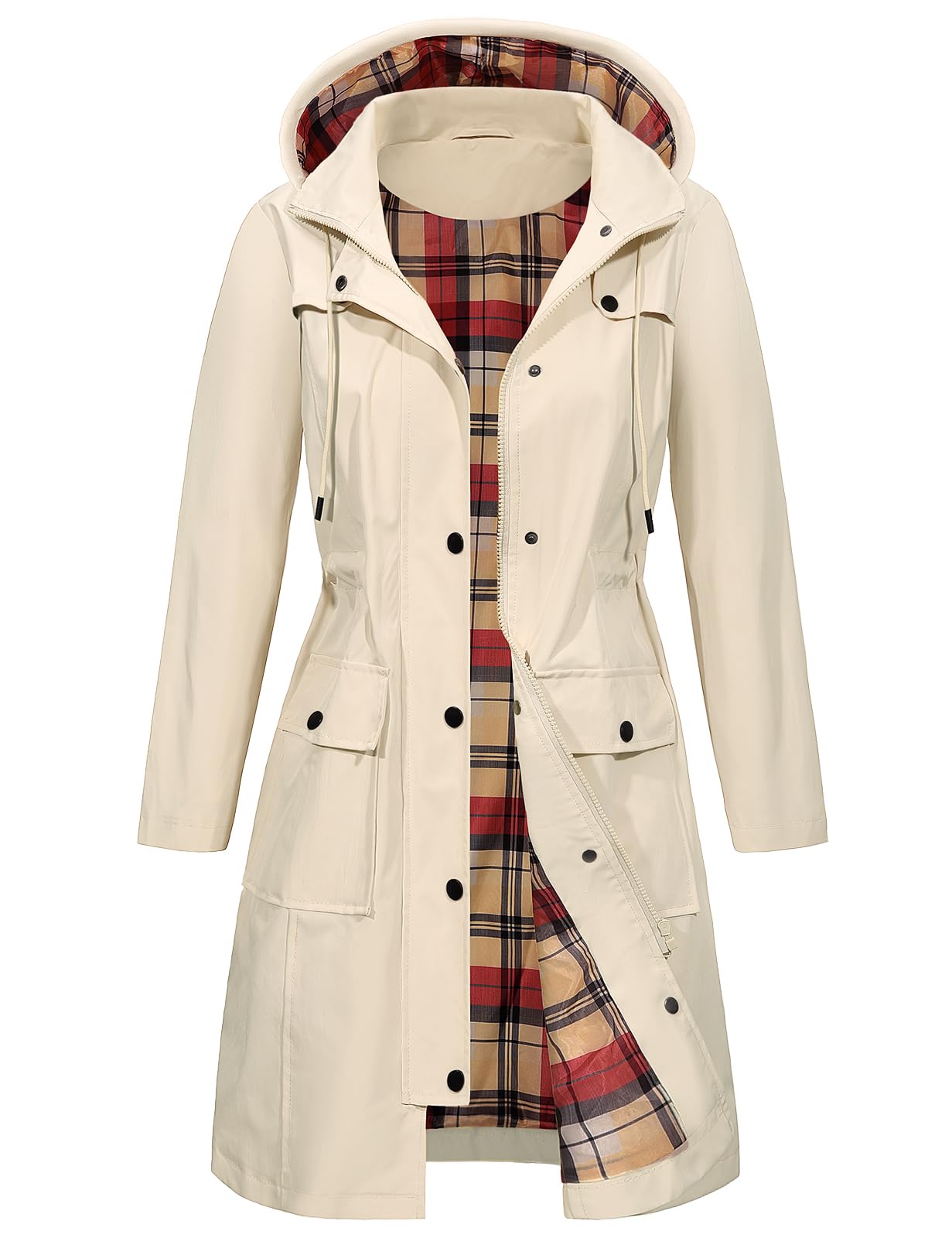 heekpek Chaqueta Chubasquero Mujer Parka Impermeable Largo Abrigo Ligero Gabardina Mujer Impermeable con Capucha y Bolsillo