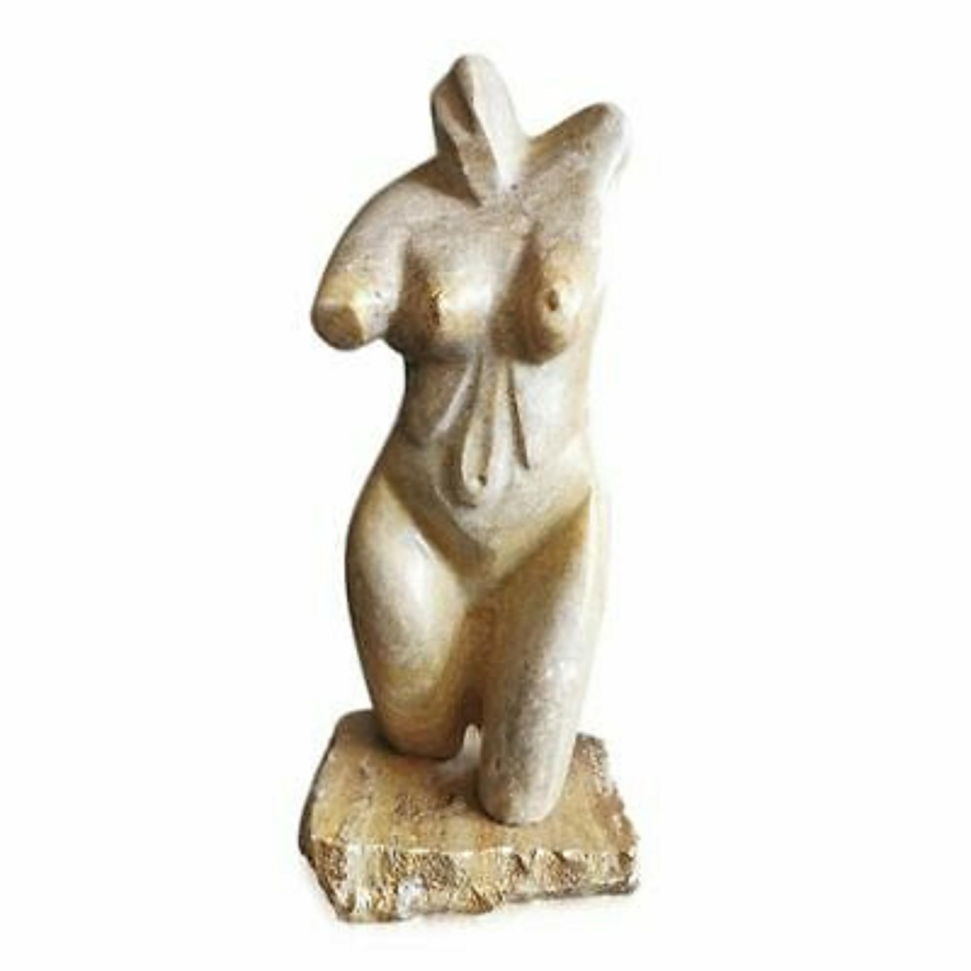 Sculpture femme marbre travertin statue design abstrait objet déco pierre naturelle salon