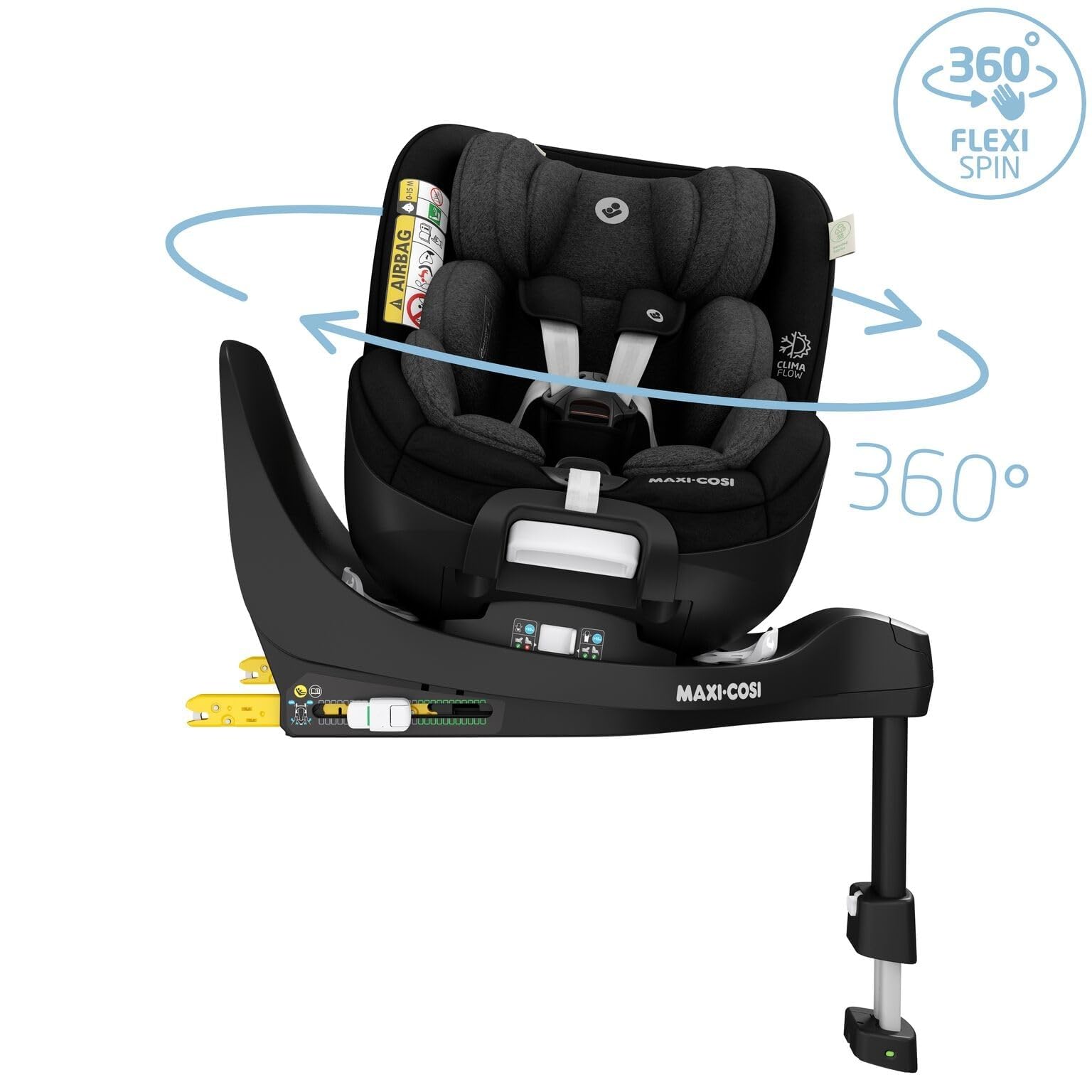 Maxi-Cosi Mica Pro Eco i-Size, 360°-Kindersitz mit ISOFIX, 0-4 Jahren, 40-105 cm, ClimaFlow, G-CELL-Seitenaufprallschutz, drehbarer Kindersitz, Neugeborene & Kleinkindsitz, Authentic Black