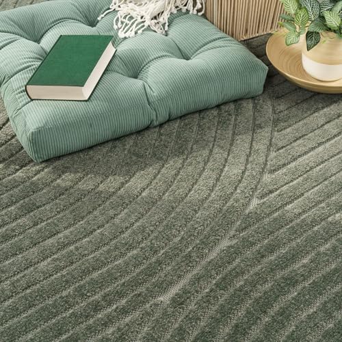 Tapete moderno Paco Home, diseño minimalista verde 6'7"x9'6" miniatura 2