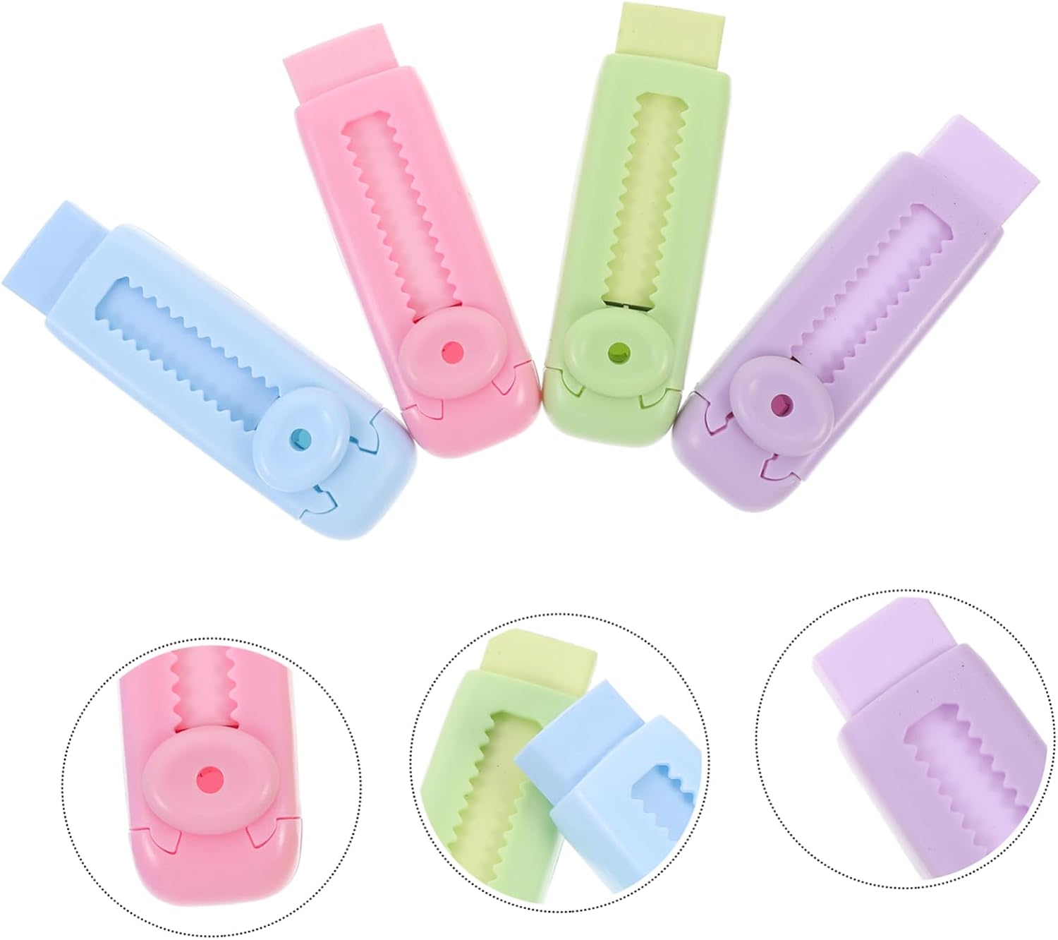 8Pcs Retractable Student Erasers Portable Multi-Function Sliding Erasers for School Tests Adorable for Boys and Girls