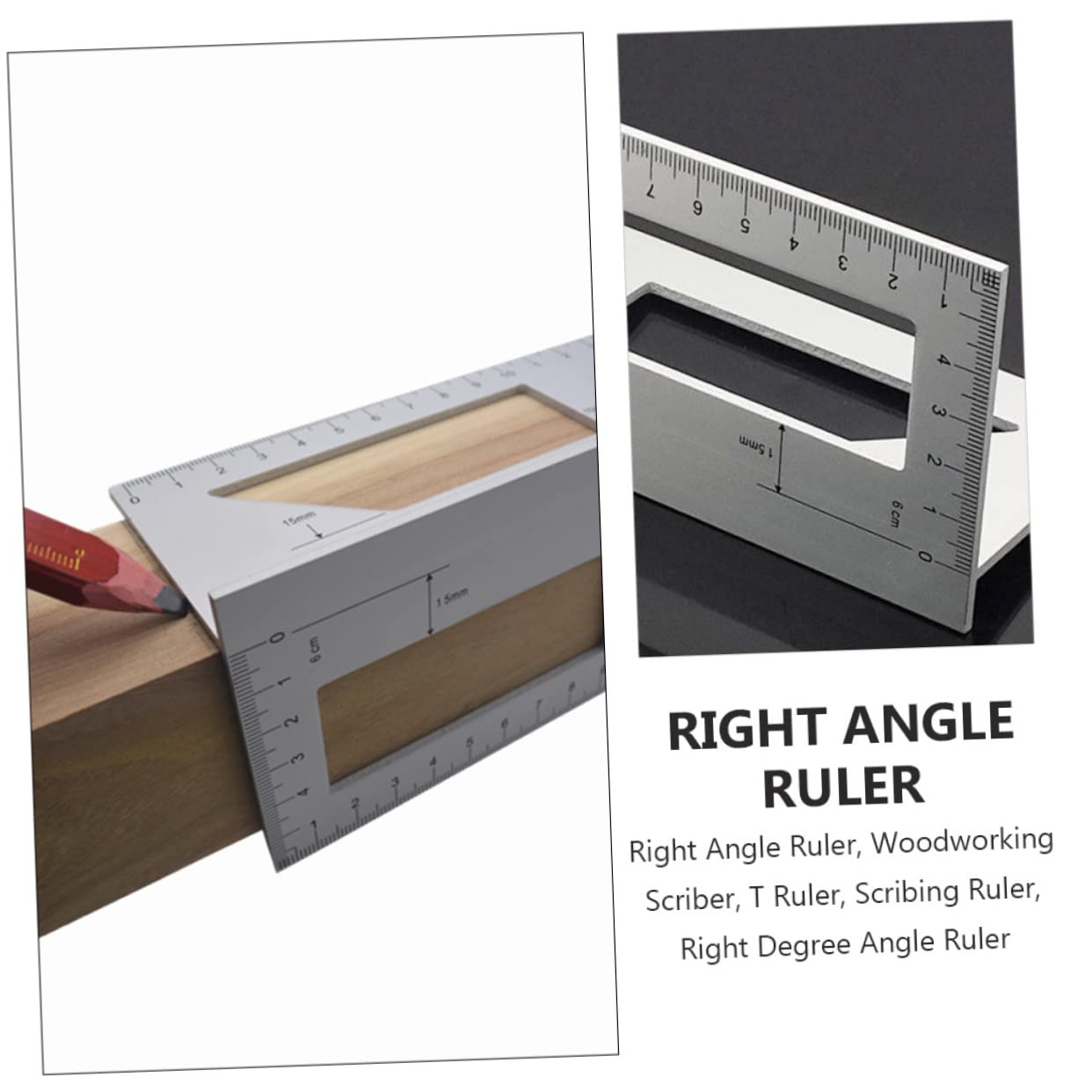 SHINEOFI 3 Piezas Regla de ángulo de aleación de aluminio derecho Multifunción nivel regla de precisión corte de carpintería de aluminio de medición en t vertical Plata