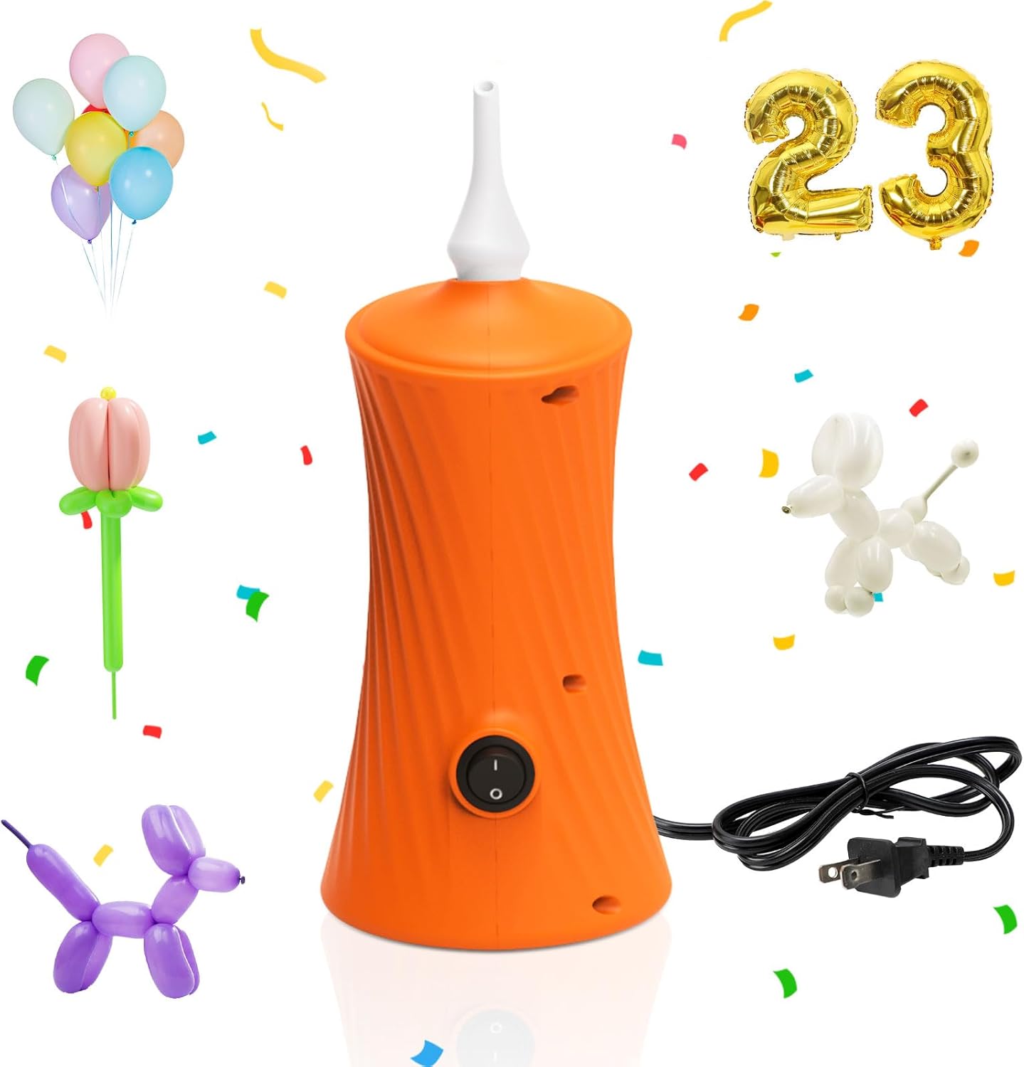 AXHJ Balloon Pump Electric Air Pumps for Long Balloons, Electric Air Balloon Pump, Balloon Inflator for Foil Twisty Animal Balloons in Birthday