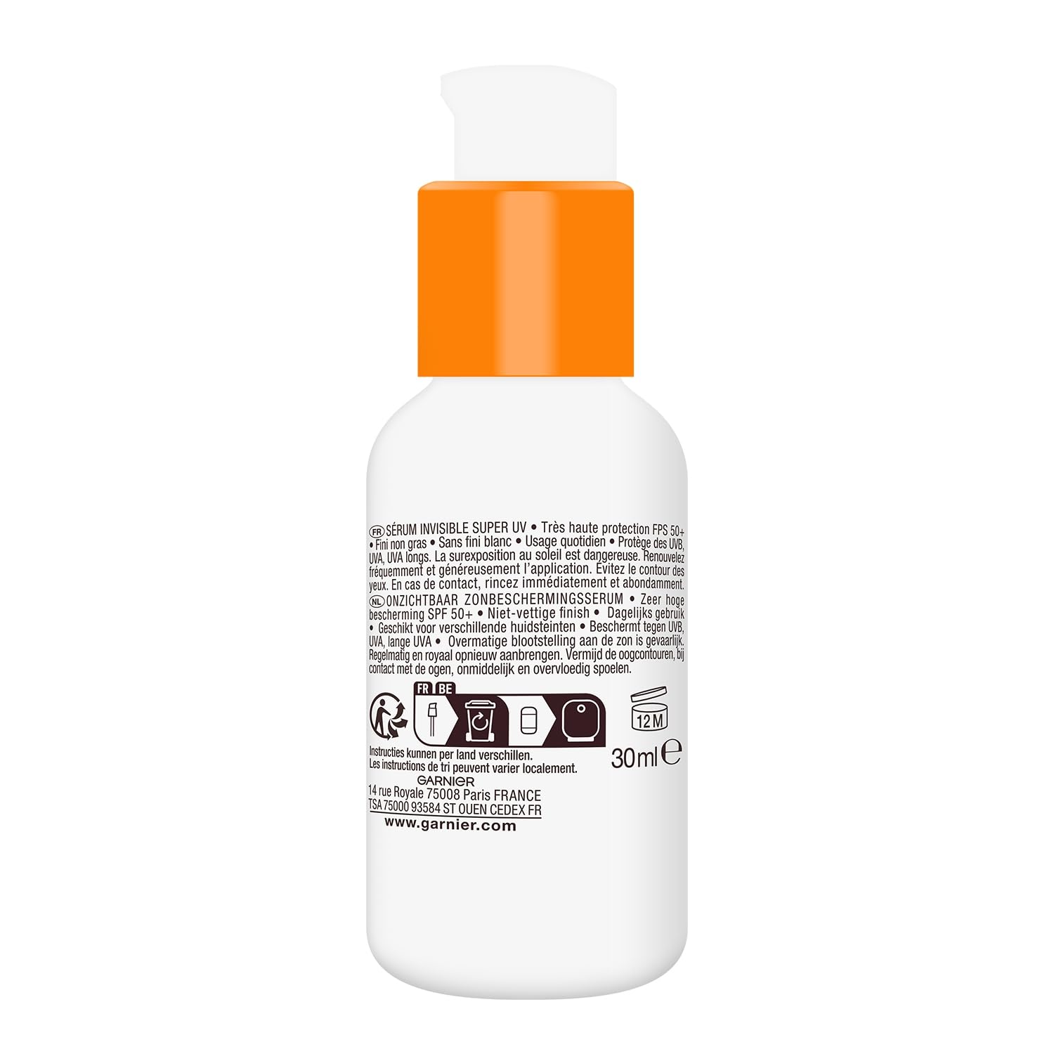 Garnier Amber Solar Super UV - Niewidzialne serum do twarzy - bardzo wysoka ochrona SPF50+ - dla wszystkich rodzajów skóry - 30 ml