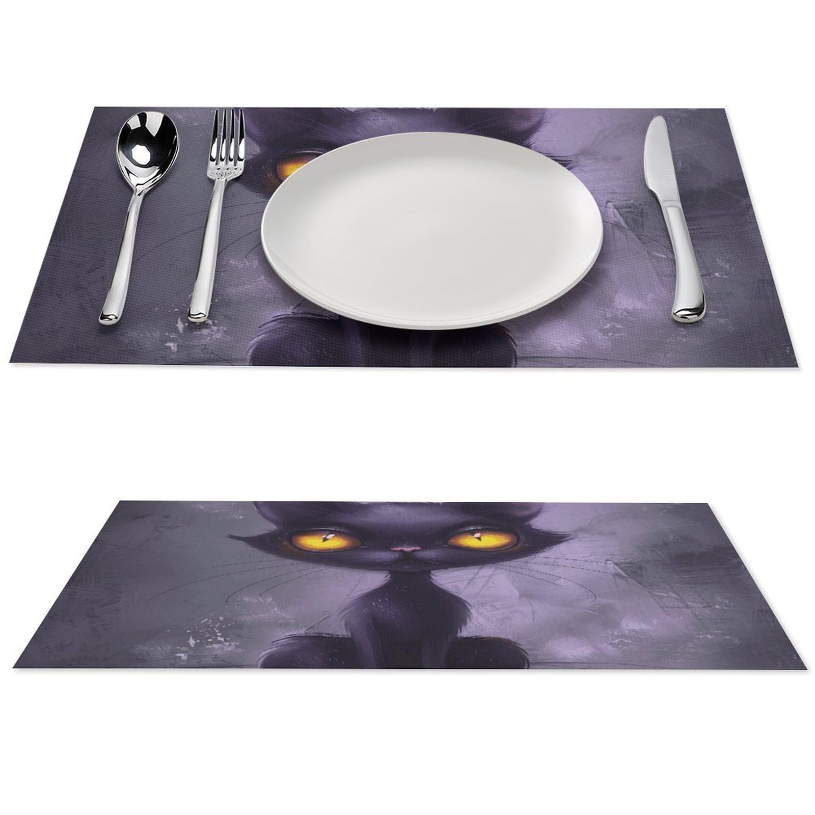 Set de table résistant à la chaleur chat yeux jaunes antidérapant lavable pour cuisine