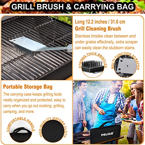 Poligo 26Pcs Camping Bbq Grill Accessories For Outdoor Grill Set Stainless Steel Bbq Tools Grilling Tools Set In Case - Barbecue Grill Utensils Set Ideal Birthday Father's Day Bbq Gifts For Men Dad #TOP5