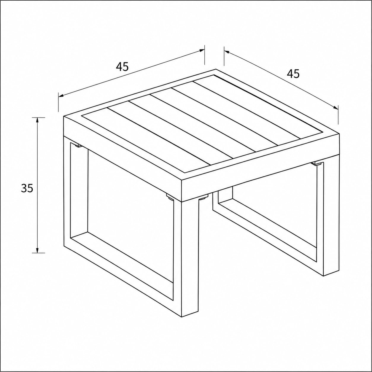 Totò Piccinni Tavolino SIRIO Alluminio Quadrato 45x45x35h cm Design Moderno Giardino Terrazzo Antracite