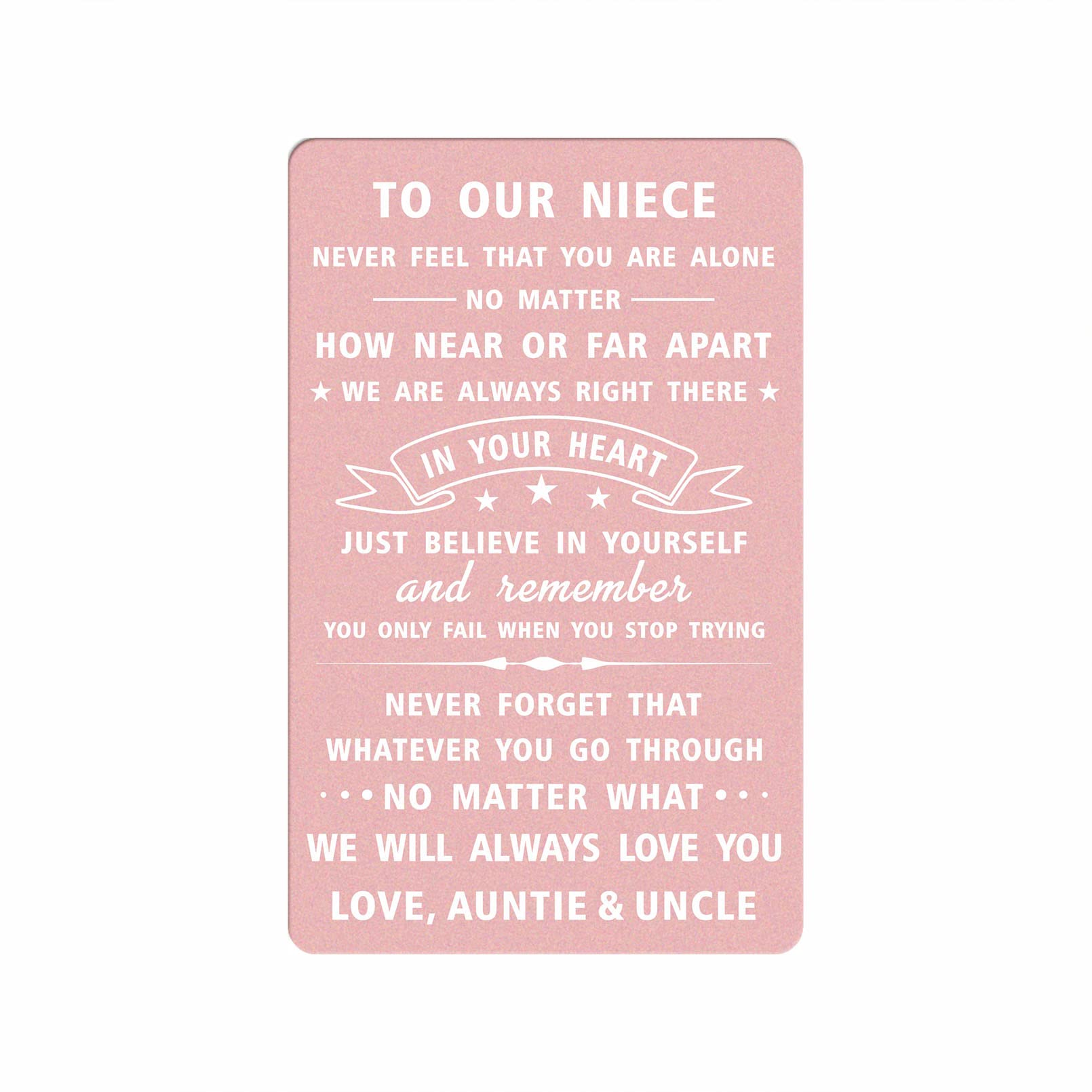 DEGASKEN Our Niece Wallet Card, Niece Gifts from Auntie and Uncle, Personalised Christmas Keepsake Niece Wedding Graduation