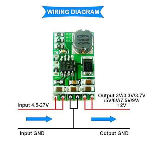 Miniatura 5 de Convertidor de Buck DC-DC 2PCS 4.5V-27V a 3V 3.3V 3.7V 5V 6V 7.5 9V 12V reductor fuente de alimentación de alta eficiencia módulo regulador de