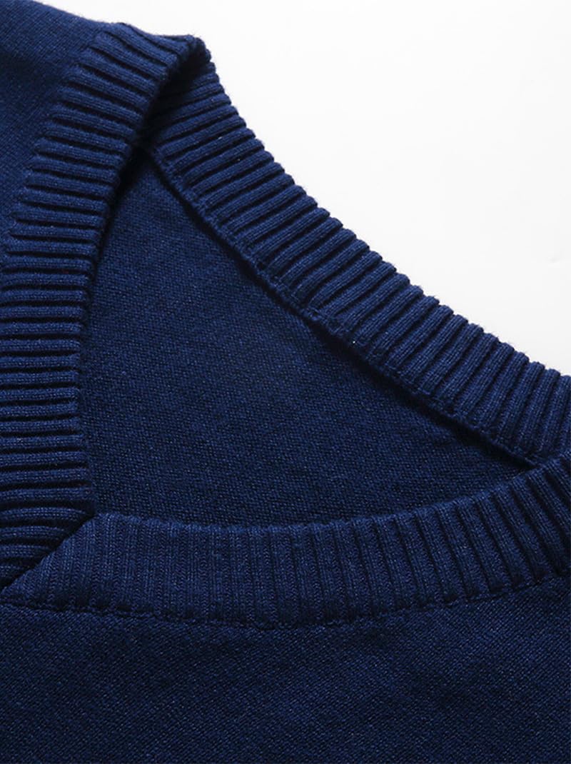 Jerséis sin Mangas para Hombre Chalecos de Punto con Cuello en V Jersey de Punto sin Mangas clásico Caballero Cardigans Chaqueta Otoño Invierno Prendas de Punto Pullover