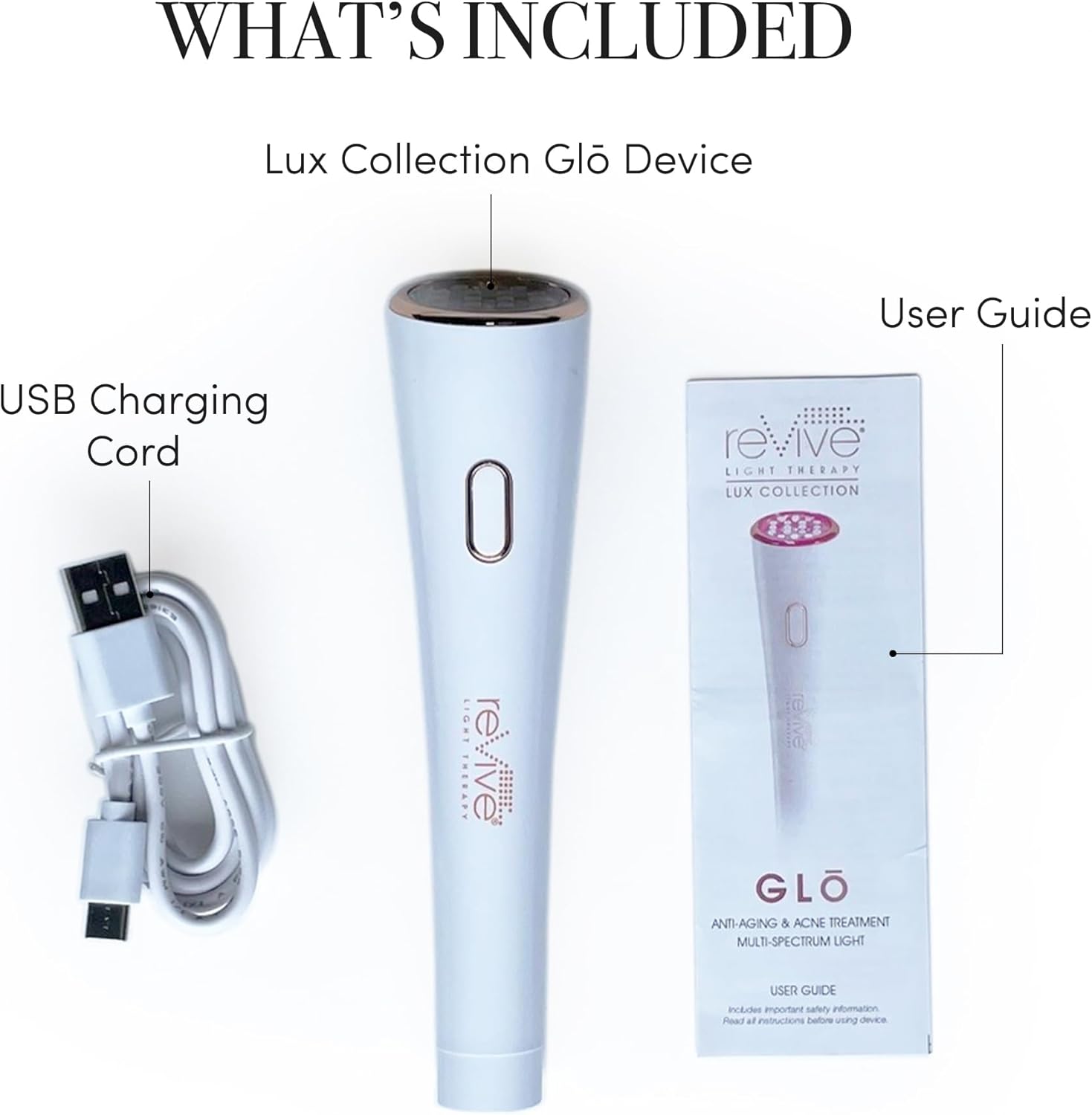 reVive Lux Collection Glo Aging & Acne Device, FDA-Cleared & Medspa-Quality Blue Light, Red, Amber & Infrared Acne Tools, Science-Backed LED Light Therapy Products