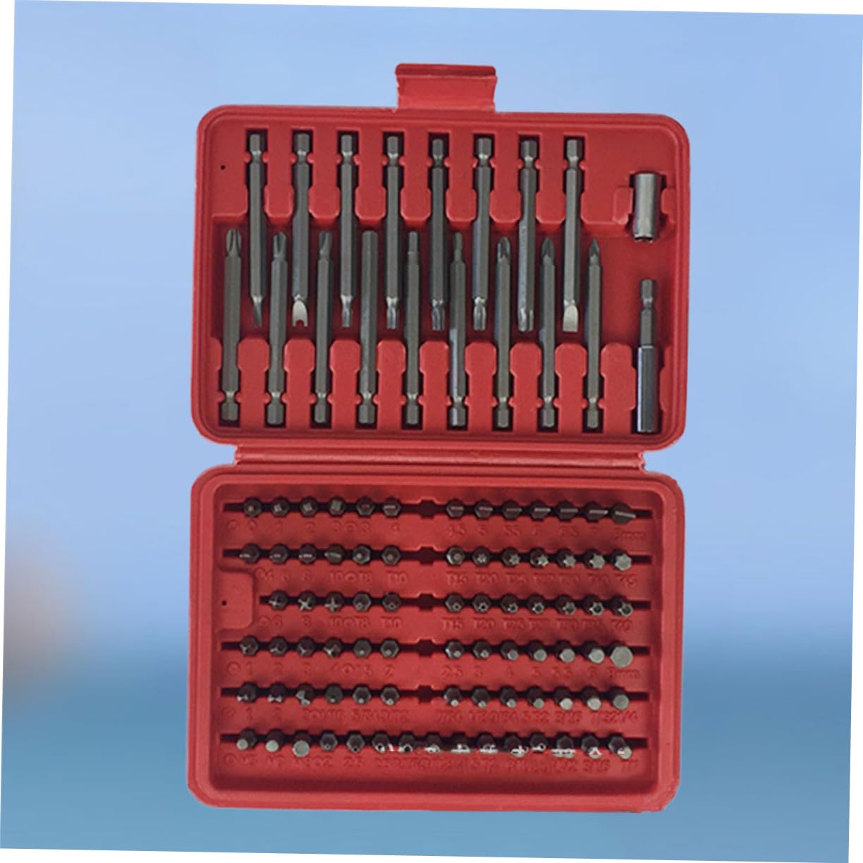 Homoyoyo Ensemble D'embouts de Tournevis en Métal Rouge Manche et Tige de Connexion 98pcs Boîte Moulée Haute Dureté pour Réparation Facile à Domicile
