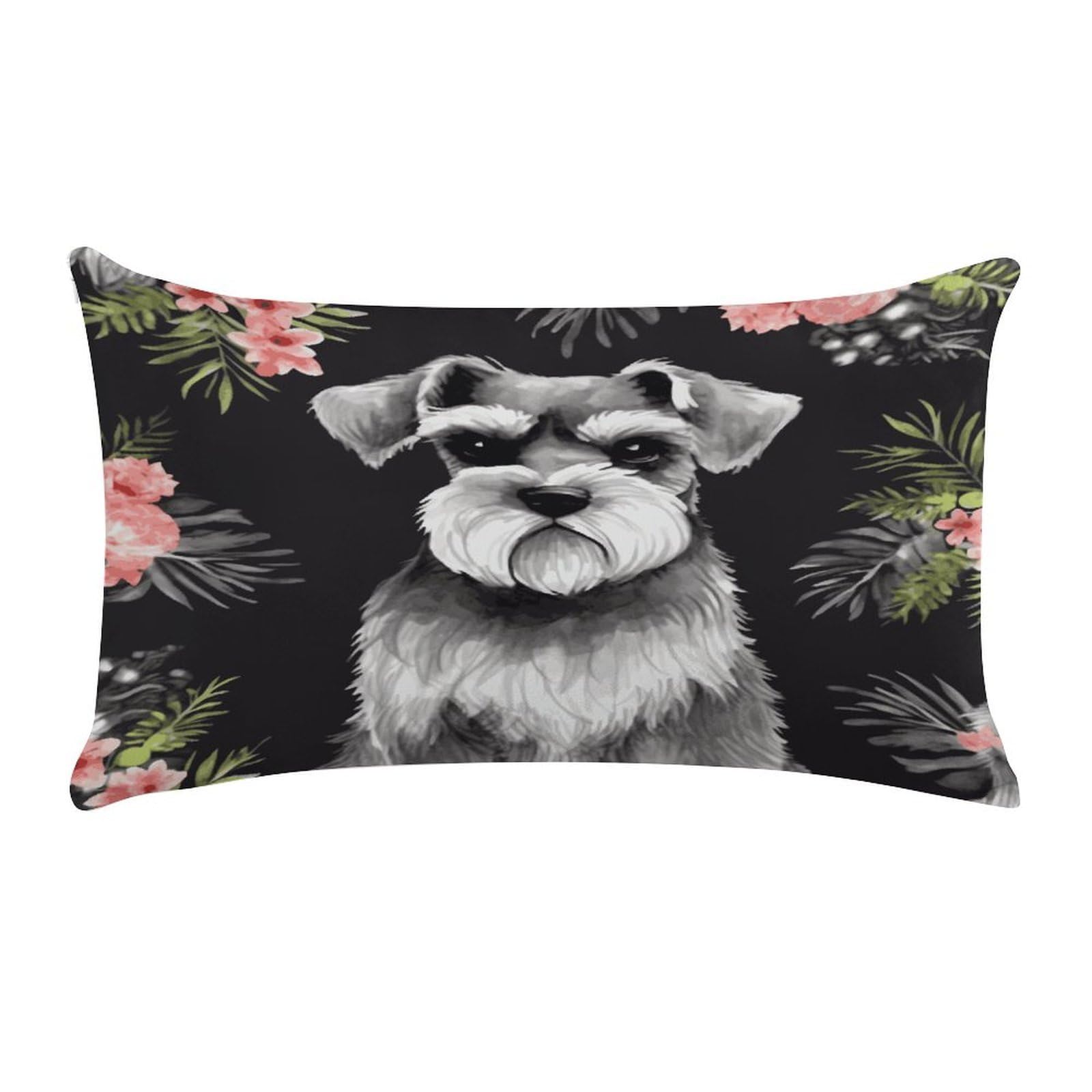 Schnauzer Pillow Case Decorative Rectangle Throw Pillow Cover Soft Plush Pillowcase Cozy Cushion Case Modern Pillow Sham Cushion Cover for Bedroom Sofa Couch 20 X 12 Inch