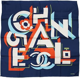 CHANEL シルクスカーフ ネイビー シャネル スカーフ ネイビー花 CHANEL -(soracoya)