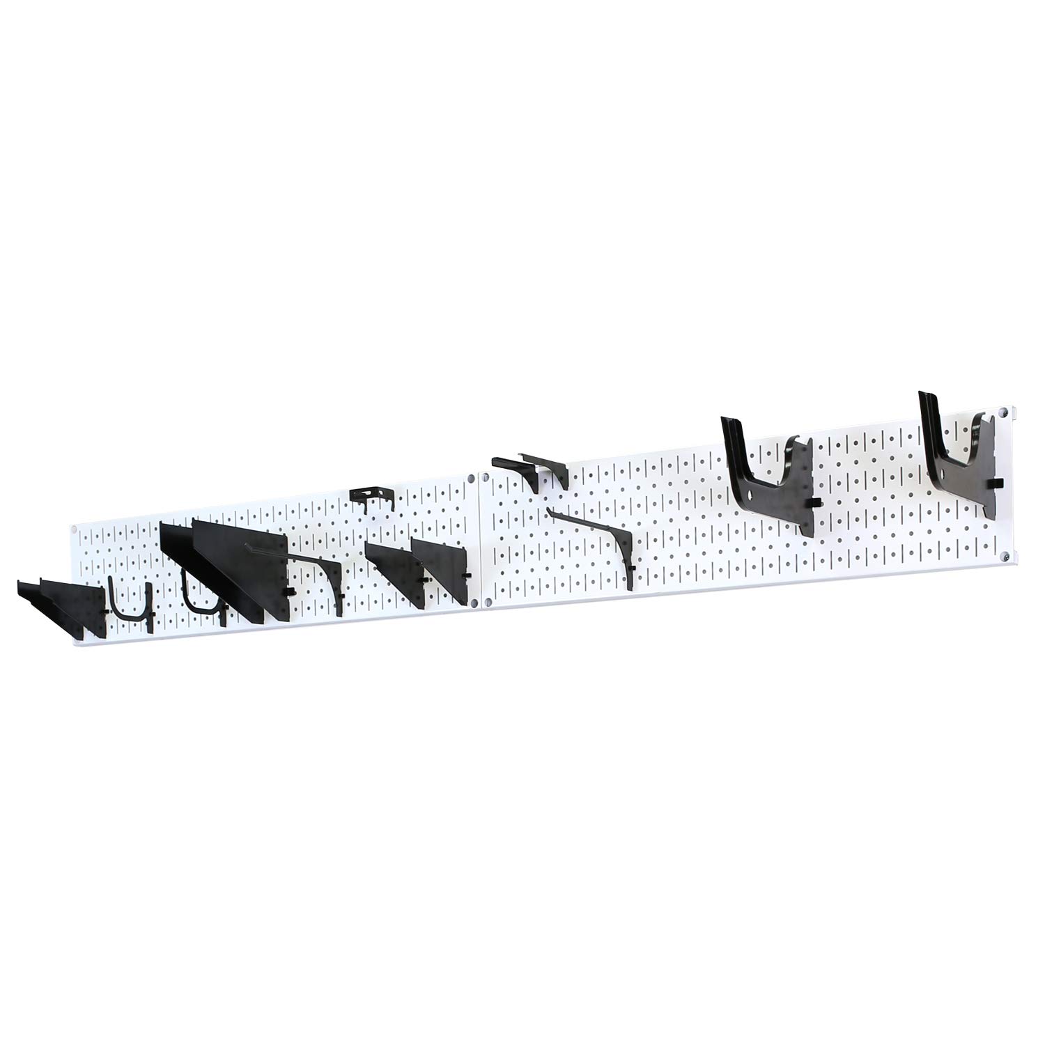 Wall Control Stojak do przechowywania garażu trawnik i ogród organizacja narzędzi uchwyt ścienny organizer - łatwy w instalacji 152 cm szerokości zestaw metalowych śledzi do domu i garażu (biała tablica podpegboard)