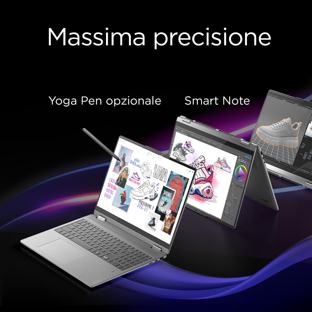Lenovo Yoga 7 (2 in 1) Notebook Copilot+ PC Convertibile Touch 14” OLED WUXGA (1920x1200), Intel Core Ultra 5 226V, RAM 16 GB, 512 GB SSD, 60 Hz, Windows 11 Home, WiFi 7 - Luna Grey