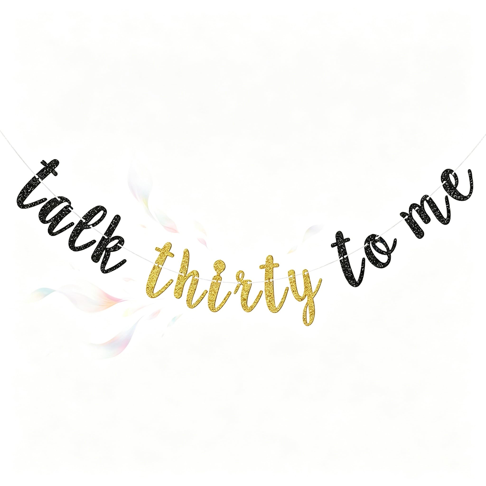 Talk Thirty to Me Banner, Happy 30th Birthday Banner/Paper Sign for Men/Women's 30th Birthday Party Decorations/Cheers to 30 Years Party Decorations (Black&Gold)