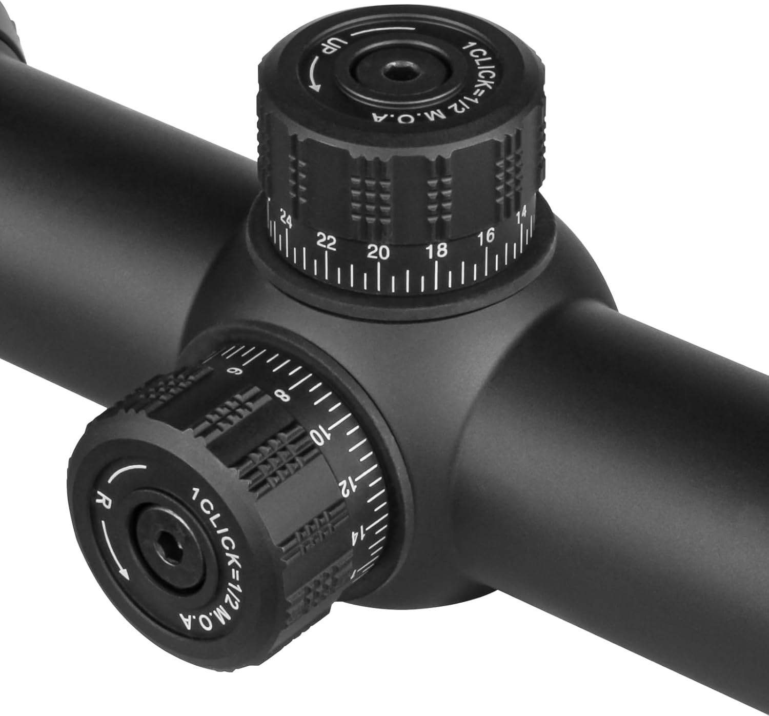 SPINA OPTICS Riflescopes 1-7x24 SFP Second Focal Plane 1/2 MOA Huning Scope with Integrated Magnification Throw Lever