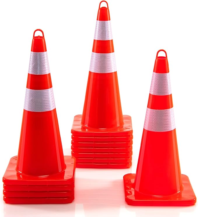 Goplus 12 Pack 28” Traffic Safety Cones, Unbreakable Orange