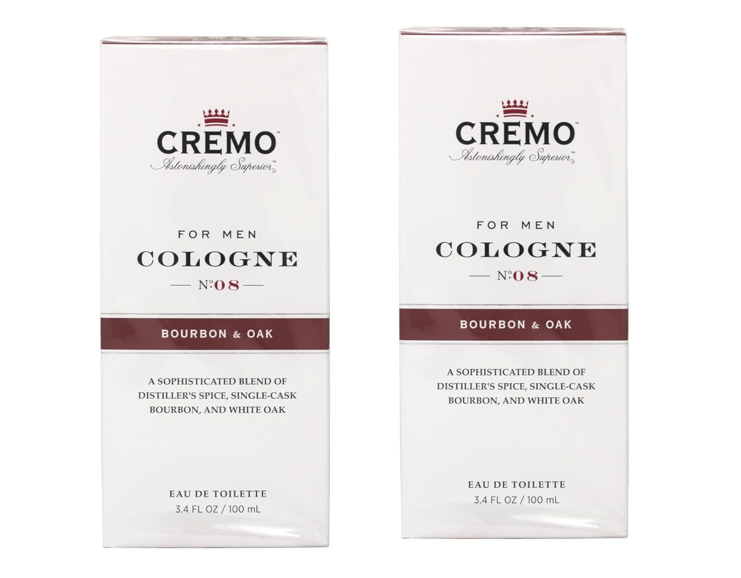 Cremo Cologne for Men No. 8 Bourbon & Oak, 3.4 fl oz (Pack of 2)