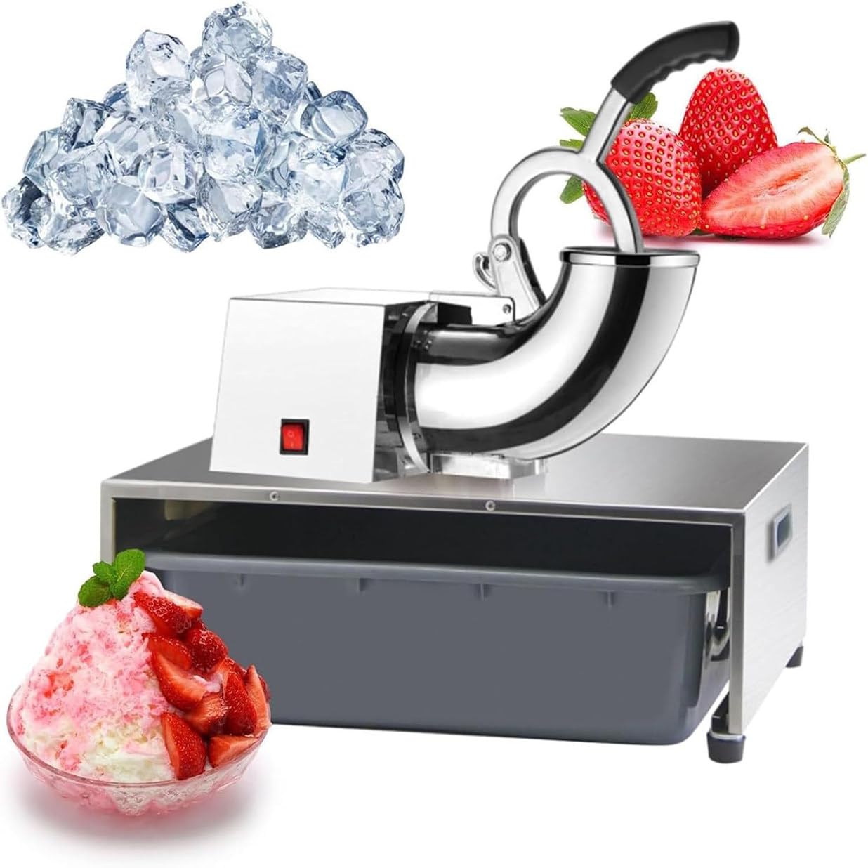 Broyeur à glace électrique en acier inoxydable de 250W à haute durabilité