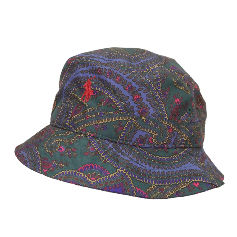 90s ポロバイラルフローレン バケットハット ハンティング フィッシング 柄 90s ralphlauren ヘミングウェイ バケットハット L/XL /帽子
