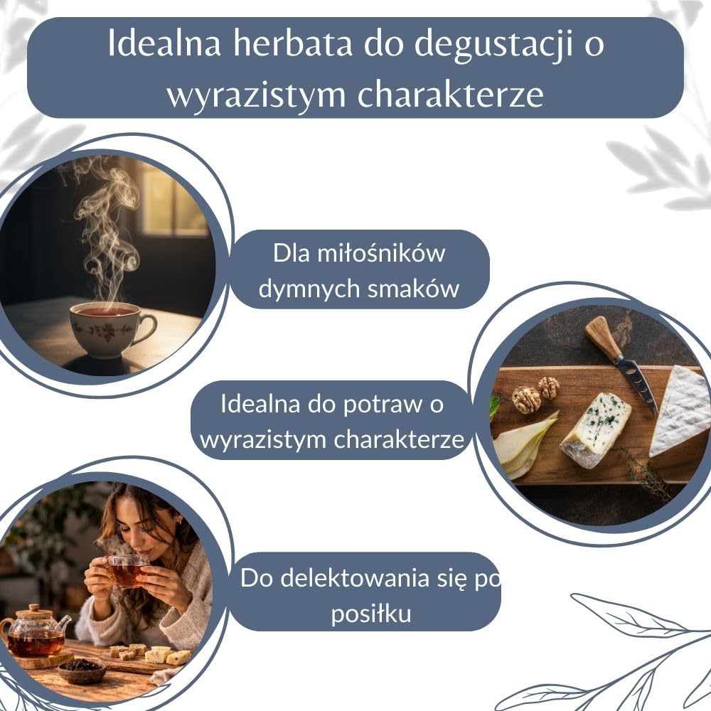 Organiczna wędzona herbata Lapsang Souchong – sypana czarna herbata wegańska, w 100% naturalna, bez GMO – z upraw ekologicznych – pakowana we Francji – woreczek 200 g (100 filiżanek)