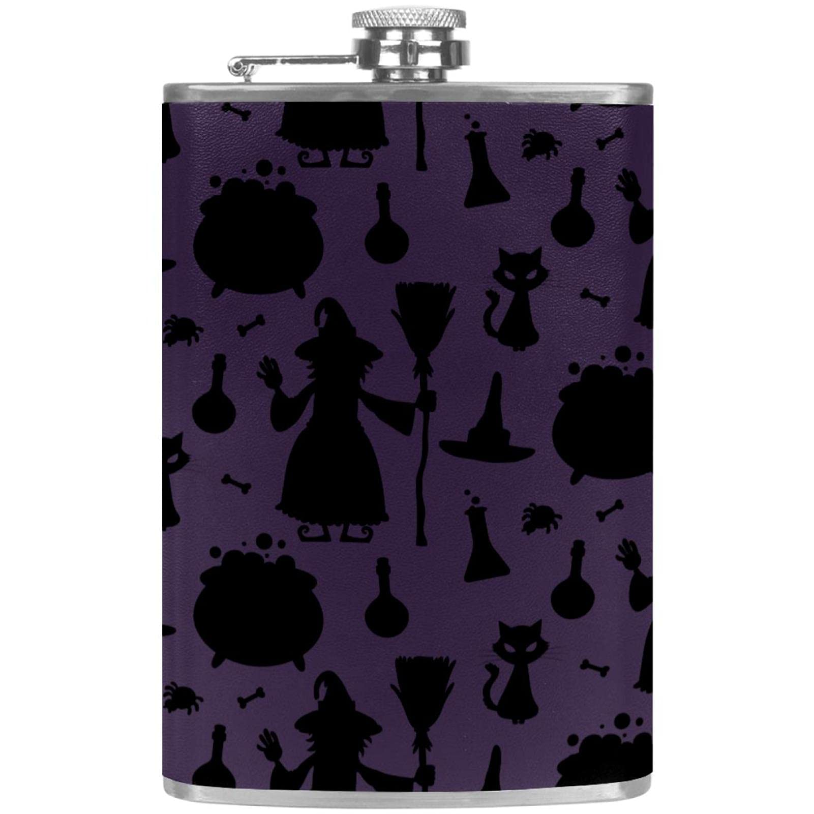 Flasque à liqueur pour femme avec entonnoir et motif sorcière halloween