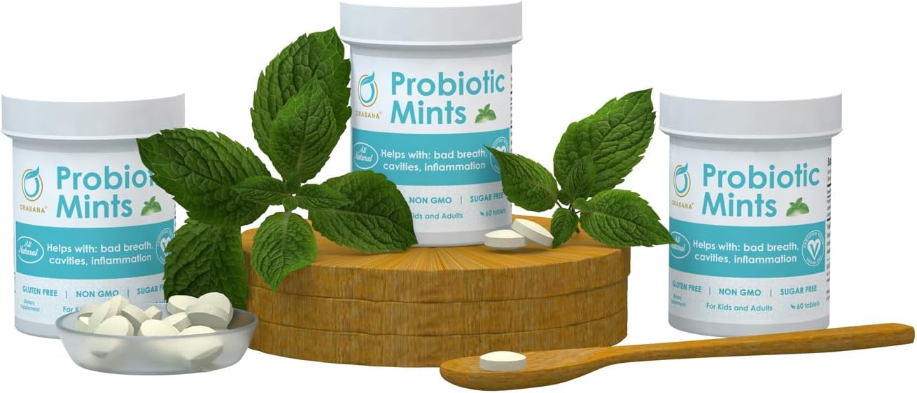 Vegan Probiotics Mint, All Natural Chewable Probiotic for Kids & Adults Oral Health, 5 Billion CFU Oral Probiotics with Xylitol – Supports Teeth, Gums & Oral Microbiome 60 Count