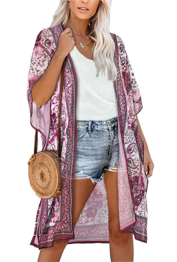Image of Women's Kimono Beach Cover up for Summer Bathing Suits Cardigans Casual Loose Swimwear 2026