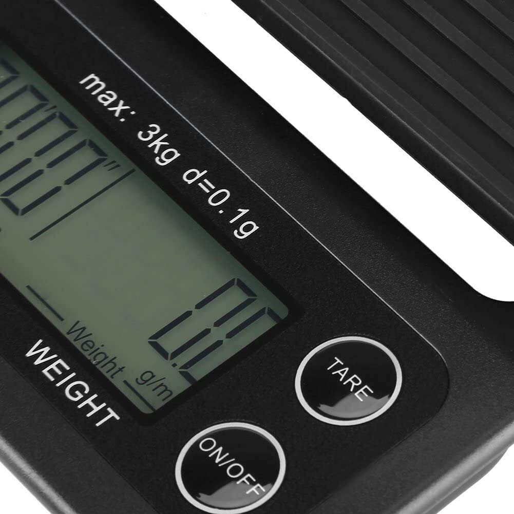 MRKU Báscula de Cocina Digital, 3 kg/0,1 g, báscula electrónica LCD Digital para Alimentos, báscula para café por Goteo con Temporizador