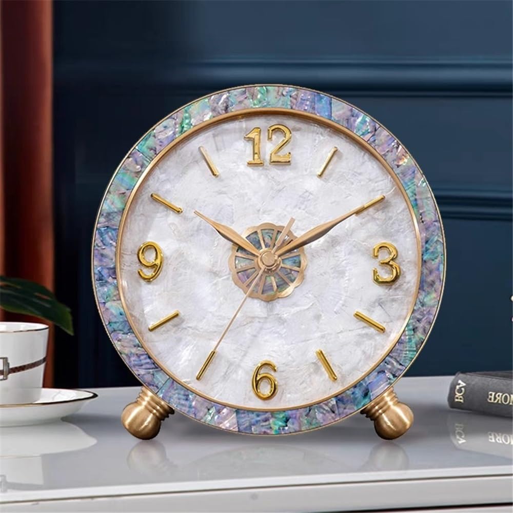 Décorative Horloge de Bureau en Laiton, décoration de Salon, lumière de Luxe, Ornements placés, silencieuse, à la Mode pour Bureau Chambre Table