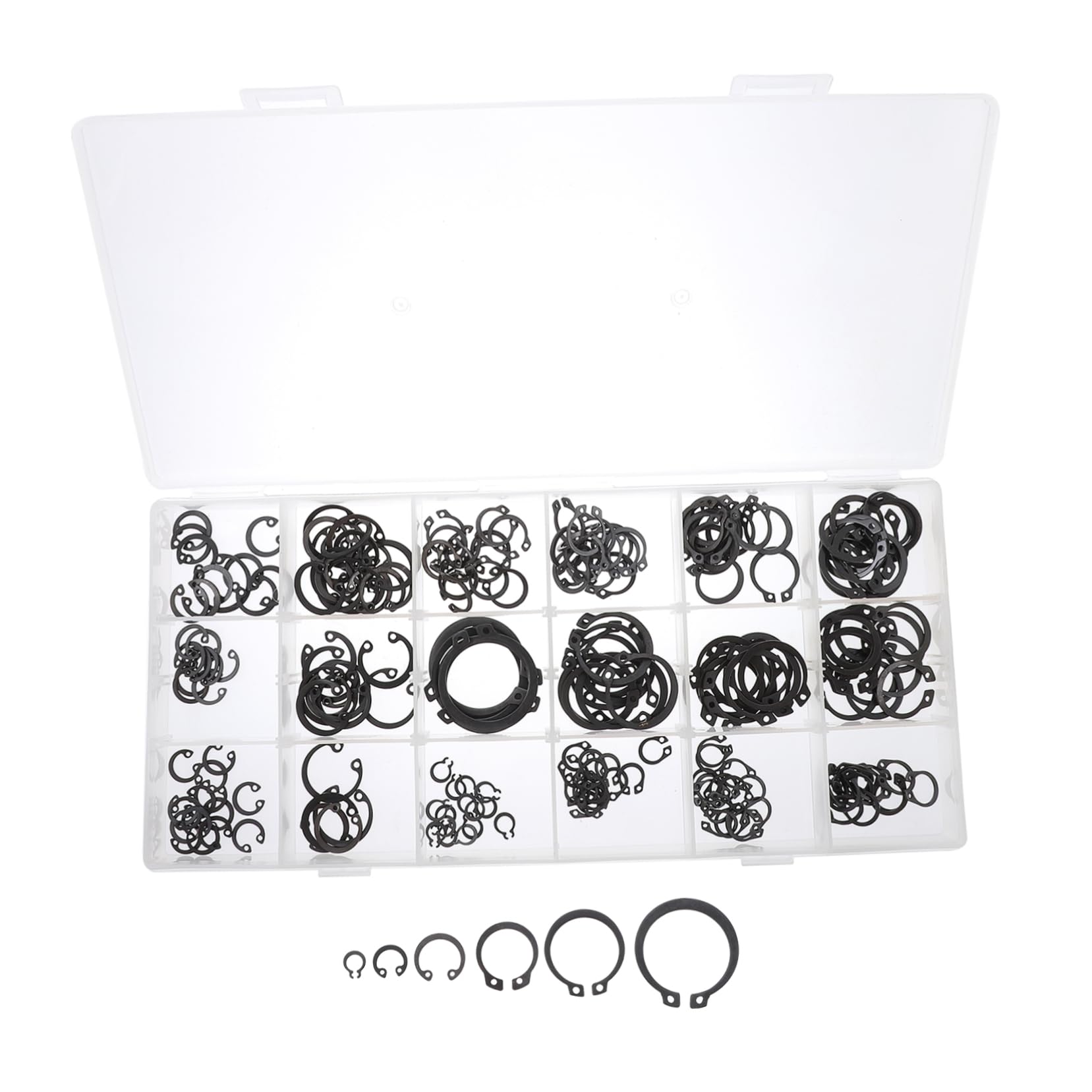Cabilock Snap Ring Kit 225pcs/box Internal Carbon Steel External Circlip Snap for Shaft and Easy to Install