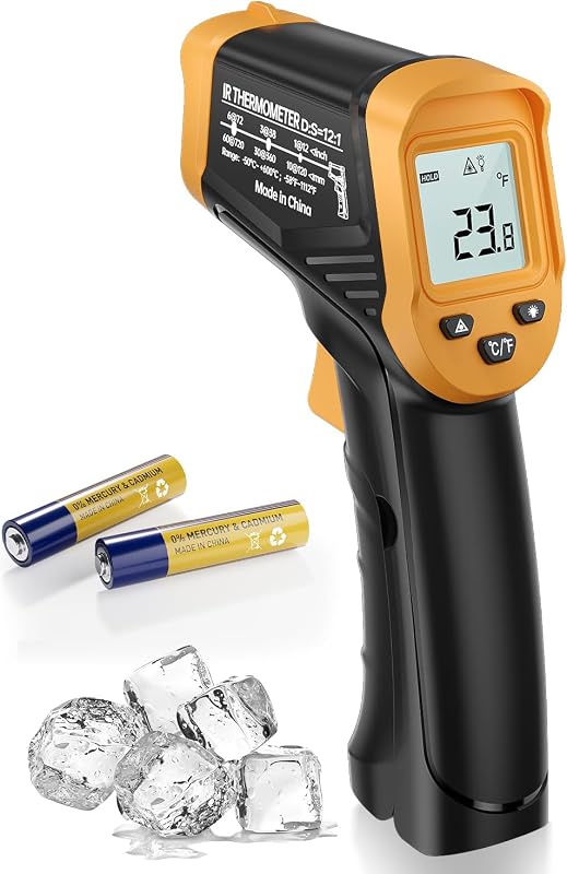 Infrared Thermometer Gun, -58°F to 1112°F Laser Thermometer Temperature Gun, IR Temp Gun for Cooking, Pizza Oven Accessories, Griddle, AC, Barbecue, Air, Fridge, Engine, Kitchen