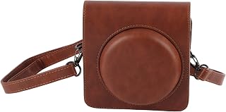 Capa Protetora para Câmera Instantânea Compatível Com Fujifilm Instax SQ6, Bolsa para Câmera de Couro PU Vintage Com Alça de Ombro Ajustável e Tampa Superior Removível (Marrom)