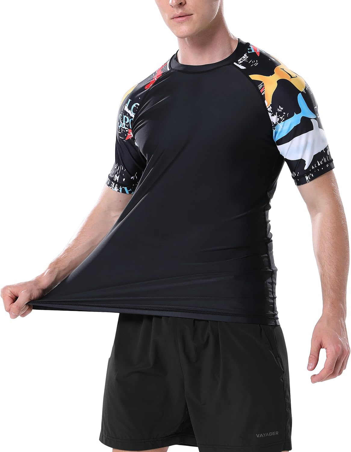 Men's Swim Shirts Rash Guard UPF 50+ Short Sleeve Sun Protection UV Shirt image 5