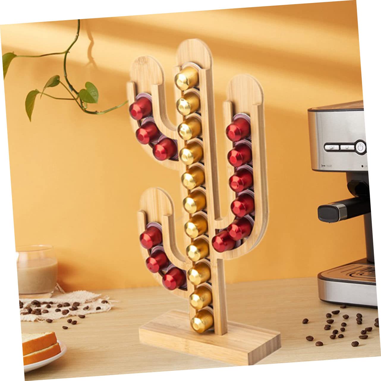 Zerodeko 1pezzi Porta Cialde Di Caffè in Bambù Design Verticale Supporto Per Cialde Di Caffè in Bambù Organizer Da Tavolo