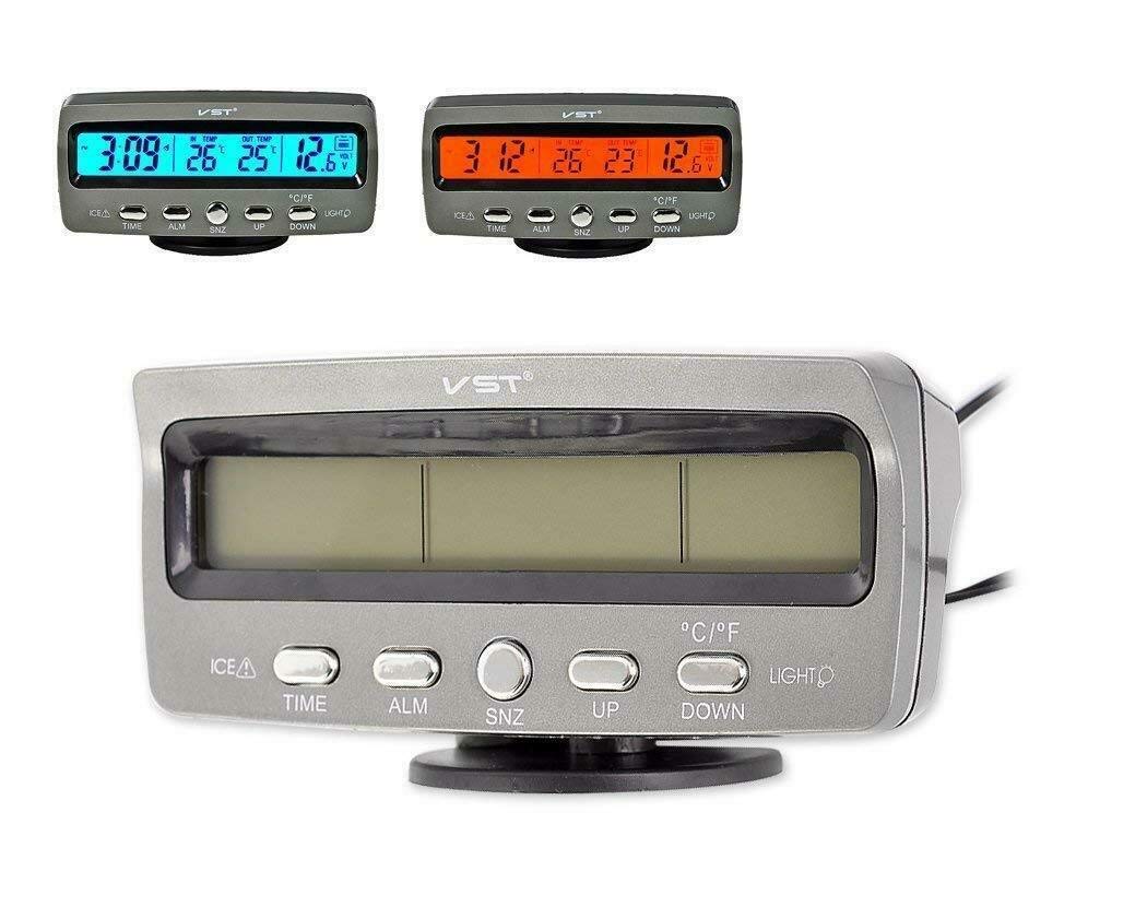 MACHSWON Car Thermometer, 4 IN 1 LCD Digital Voltmeter Clock Thermometer Monitor with Frost warning function