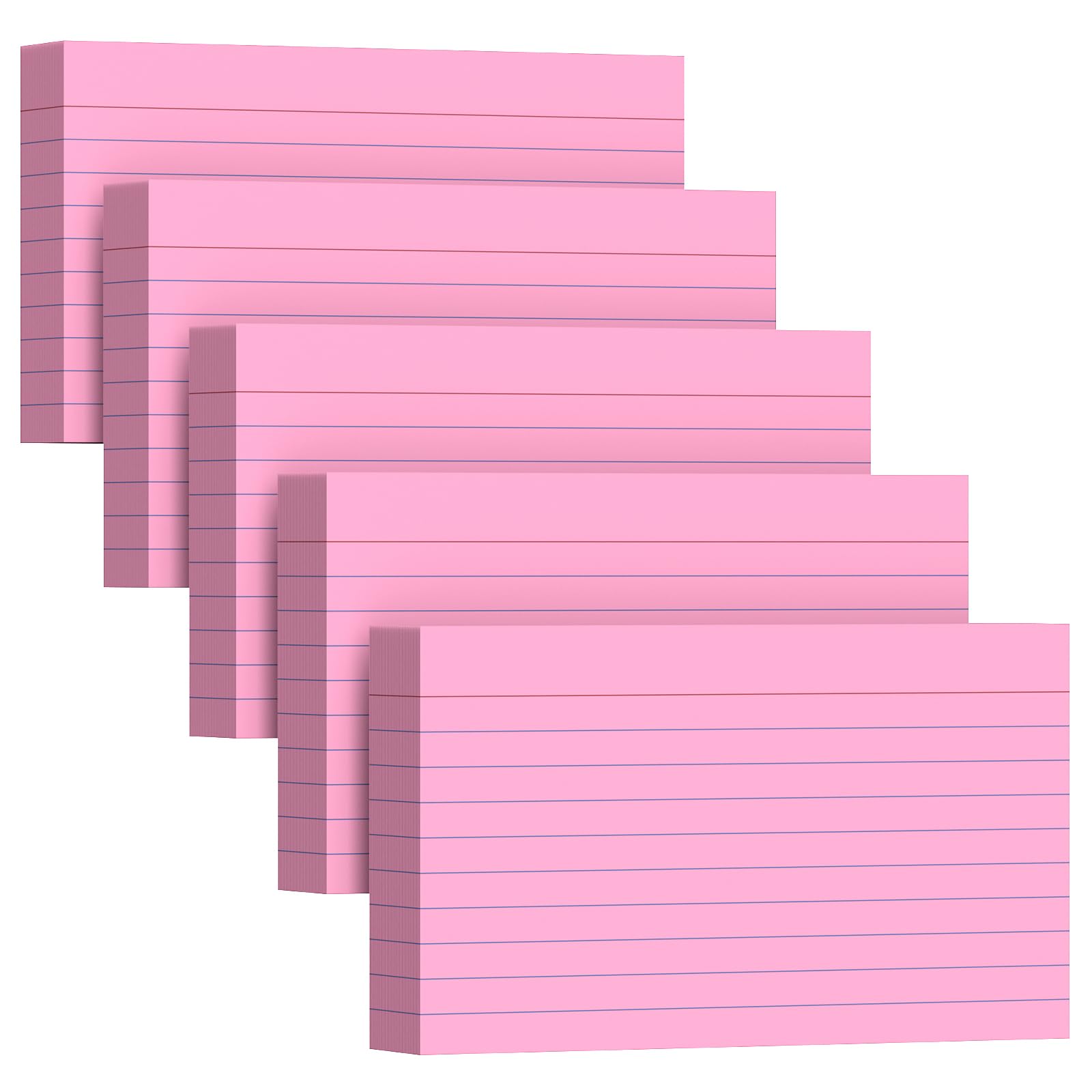 250 Count Index Cards 3 x 5 Inch, Heavyweight Pink Lined Note Cards Portable Ruled Flash Cards Perfect for Studying and Organizing, Note Taking Study Flashcards for Home, School and Office