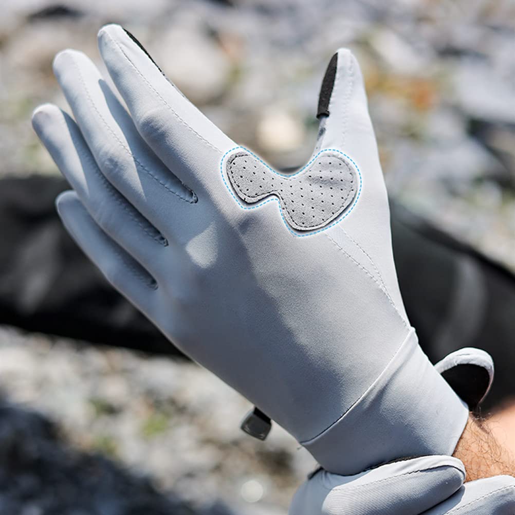 Fencelly Eisseide Handschuhe Sommer UV-Schutz rutschfest Atmungsaktiv 2 Geschnittene Finger Handschuhe Männer Outdoor Angeln Laufen Radfahren Sport & Freizeit