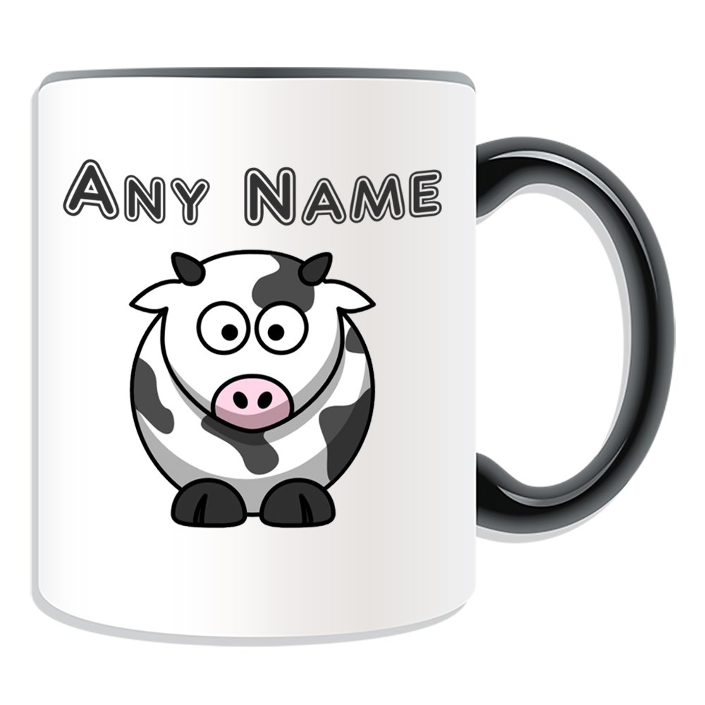 Personalised Gift - Silly Cow Mug (Animal Design Theme, Colour Options) - Any Name/Message on Your Unique