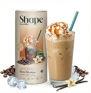 SHAPE REPUBLIC Slim Shake Vanilla Frappuccino Mahlzeitersatz Shake - 14 Shakes pro Dose - Proteinreich, Glutenfrei - Diät Shakes zum Abnehmen