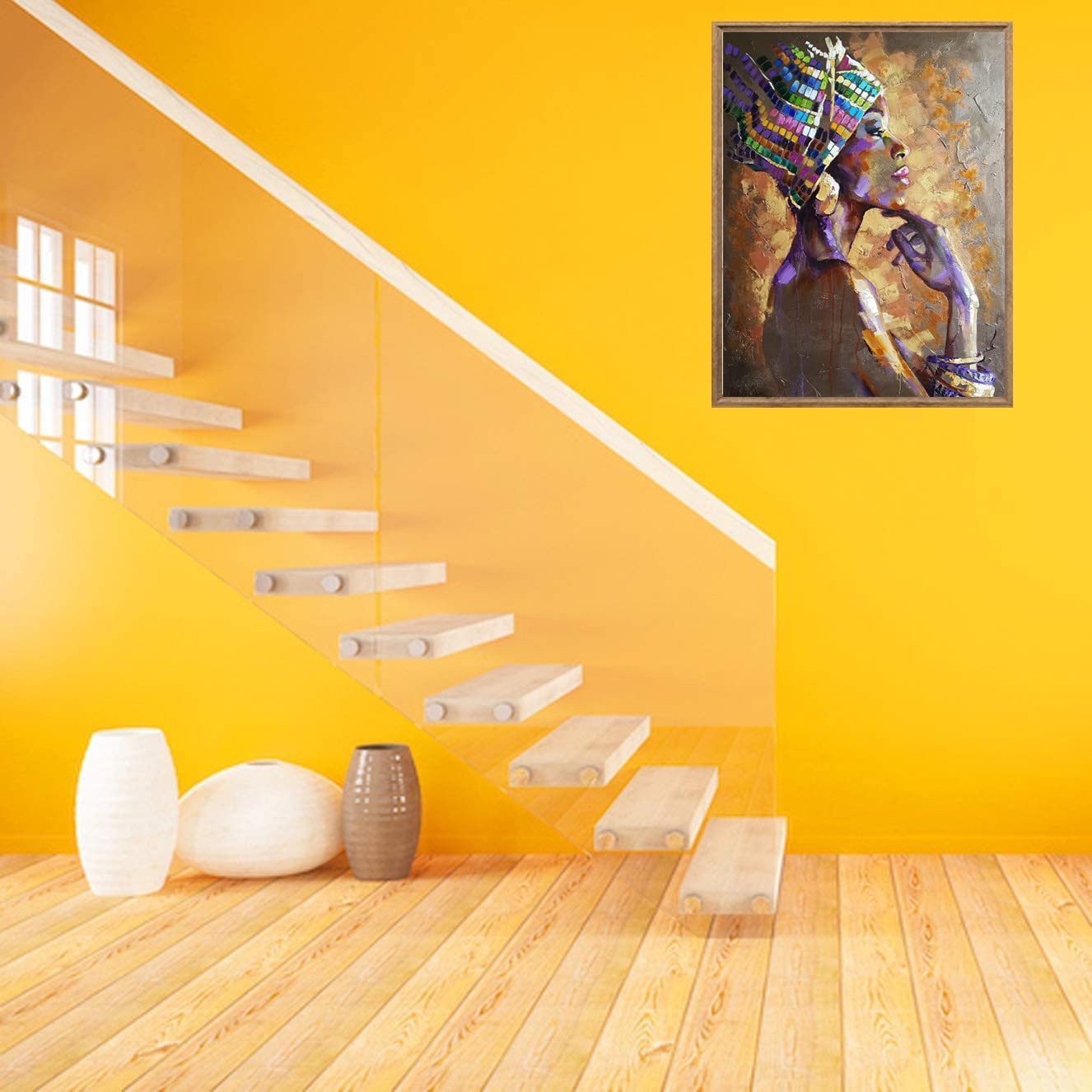 NANASUGUR Schilderen op nummer voor volwassenen, DIY handgeschilderde olieverfschilderij kits voor woondecoratie canvas schilderij cadeau voor volwassenen, beginners, kinderen, Afrikaanse vrouw 40x50