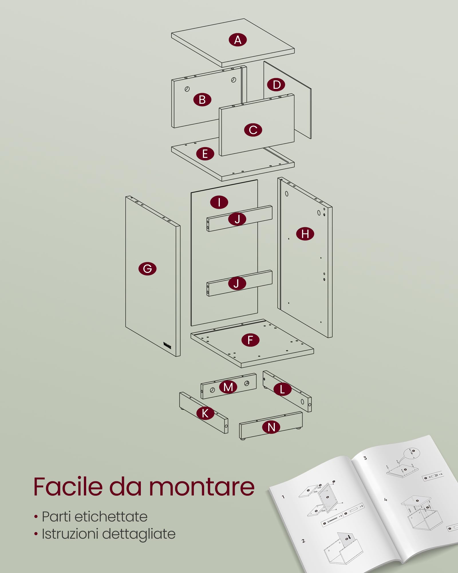 VASAGLE KAILYN Collezione - Comodini Stretti, Set di 2, Tavolini con 2 Cassetti e Scomparto verso Sinistra o Destra, per Camera da Letto, Soggiorno, Moderno, Bianco Nuvola LET856W01