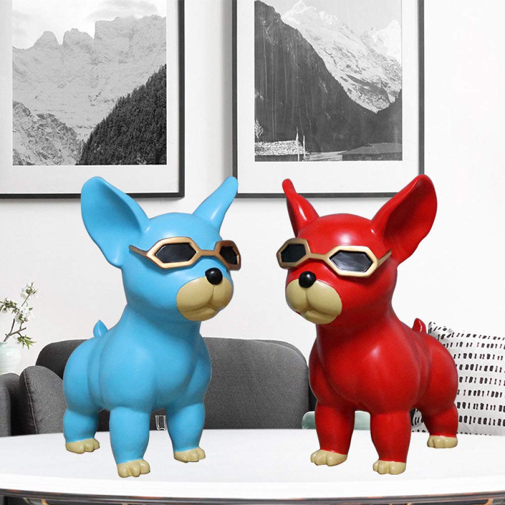 Chien statue en résine décorative lot de 2 mignonnes figurines pour maison et bureau