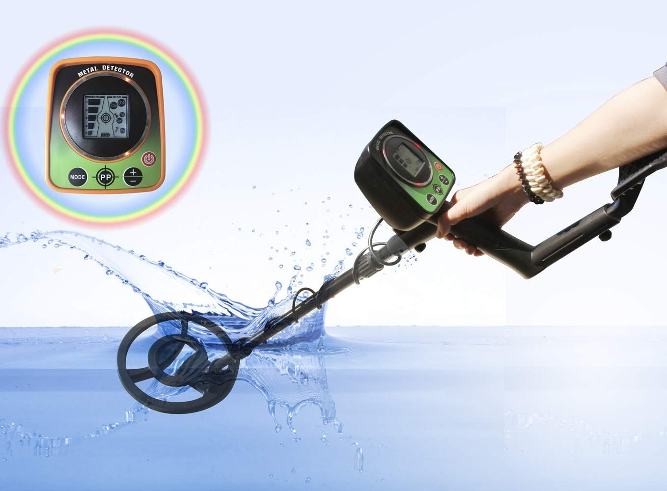 Adults Portable Metal Detector - LCD Underground High Sensitivity Pinpointing Gold Detection Seeker Hunters Treasure Finder with Waterproof Coil (UBK-5031)