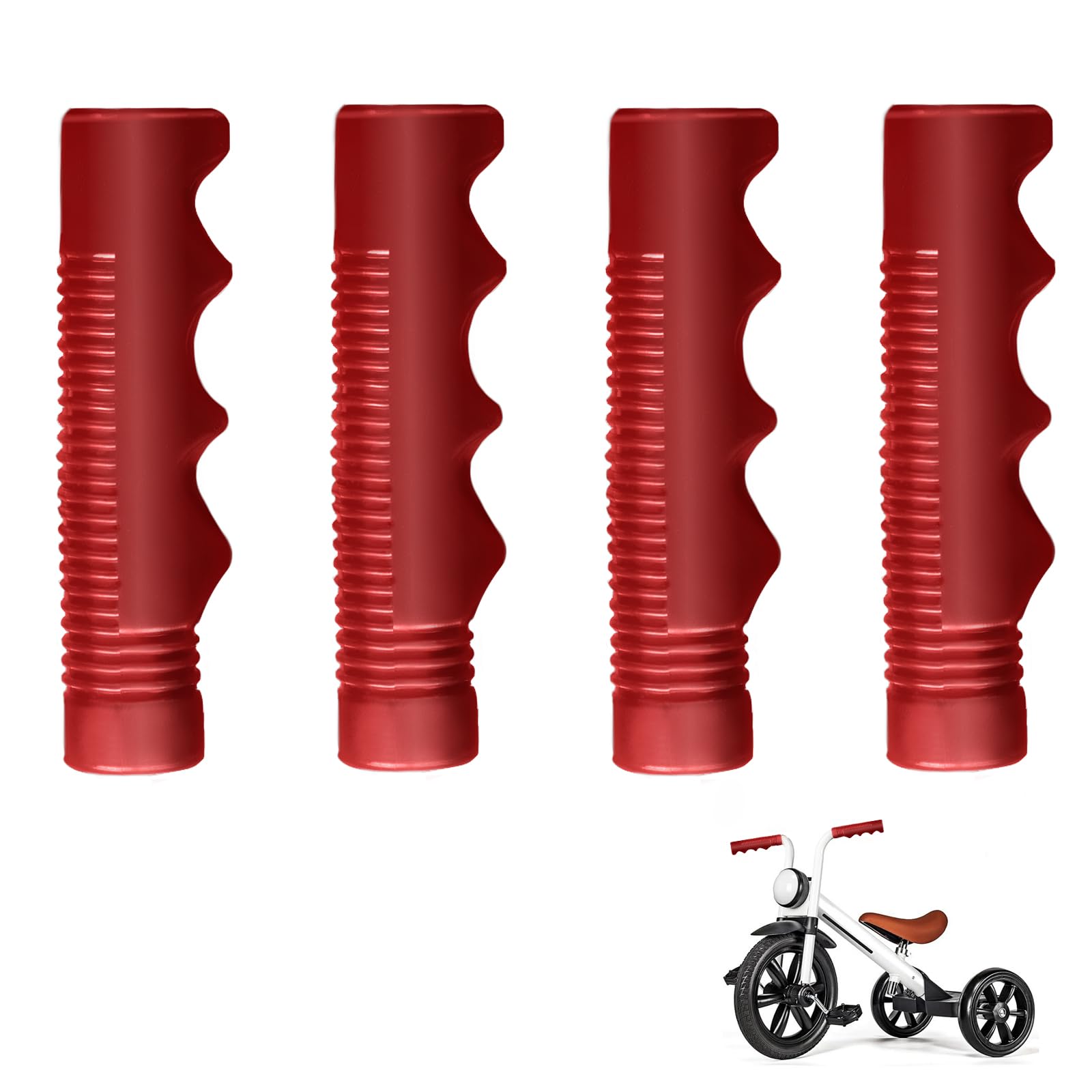 2 Pairs Handlebar Grips Compatible with Radio Flyer Tricycle,3/4" Inch,Tricycle Handlebar Grips,Red